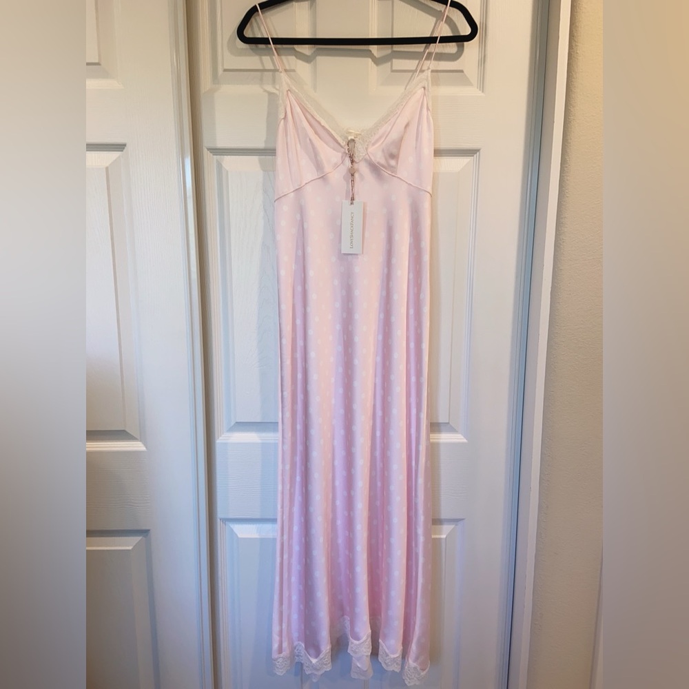 NWT $545 LoveShackFancy Manuela Satin Polka Dot Maxi Slip Dress - Picture 6 of 9